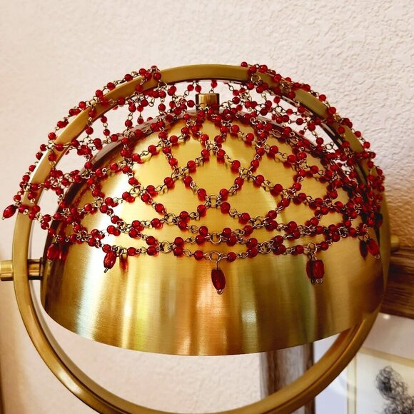 Vintage Flapper Style Burgundy Red Beaded Mesh Chain Open Center Headpiece Hat - Picture 1 of 4